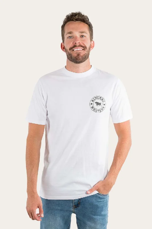 Men's Shirts with Wrinkle-Resistant FabricSignature Bull Mens Loose Fit T-Shirt - White/Black