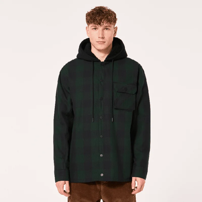 Men's Coats without LiningOAKLEY Bear Cozy Hooded Jacket Black/Green Check